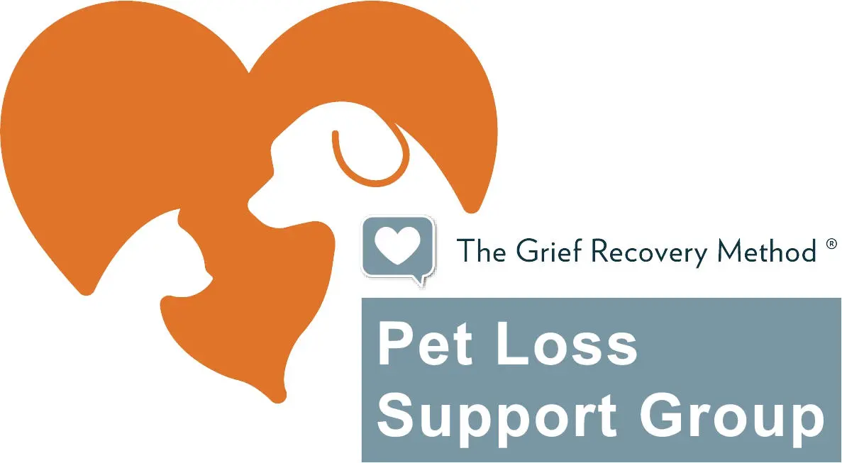 Logo featuring a dog silhouette inside a heart for pet loss support.