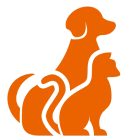 Orange dog and cat silhouette logo