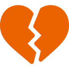 Broken orange heart symbol
